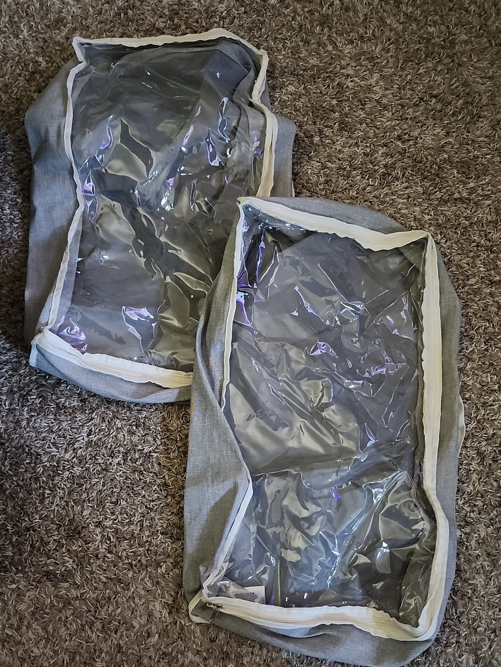 Bundle of 2 Underbed Zippered Fabric Storage Bags- Clear Top, Soft Sided